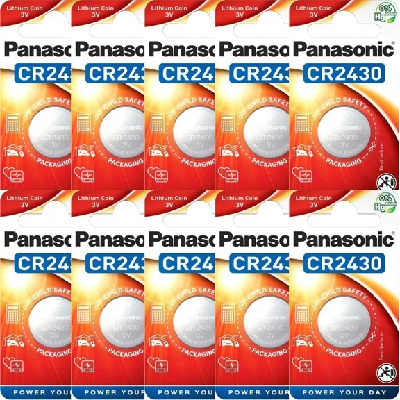 10 Pcs Panasonic CR2430 2430 3v Lithium Coin Cell Battery