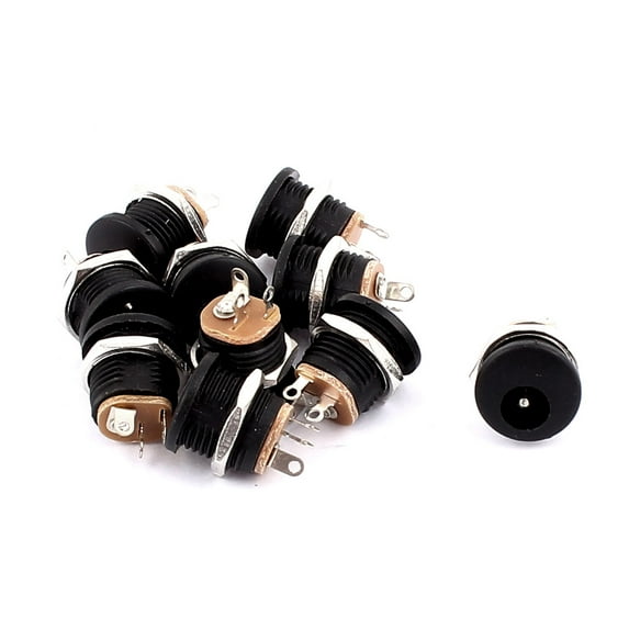 10 Pcs Panel Mounted 2.1mm x 5.5mm DC Power Supply Jack Socket Connecor DC-022