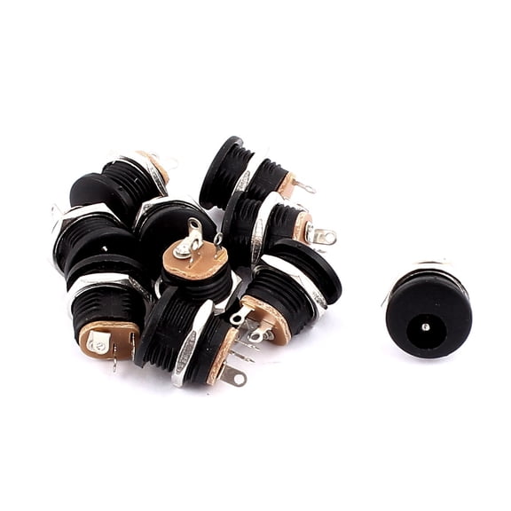 10 Pcs Panel Mounted 2.1mm x 5.5mm DC Power Supply Jack Socket Connecor DC-022