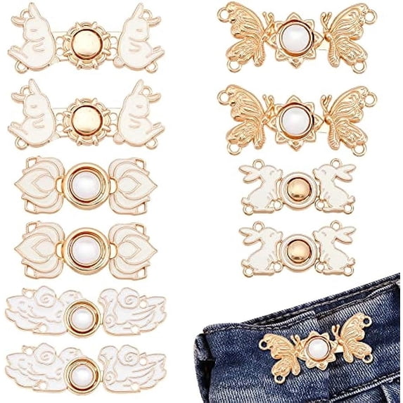 10 Pcs Pant Waist Tightener Adjustable Waist Buckles 5 Styles Fashion Jean Sewing Button for Women