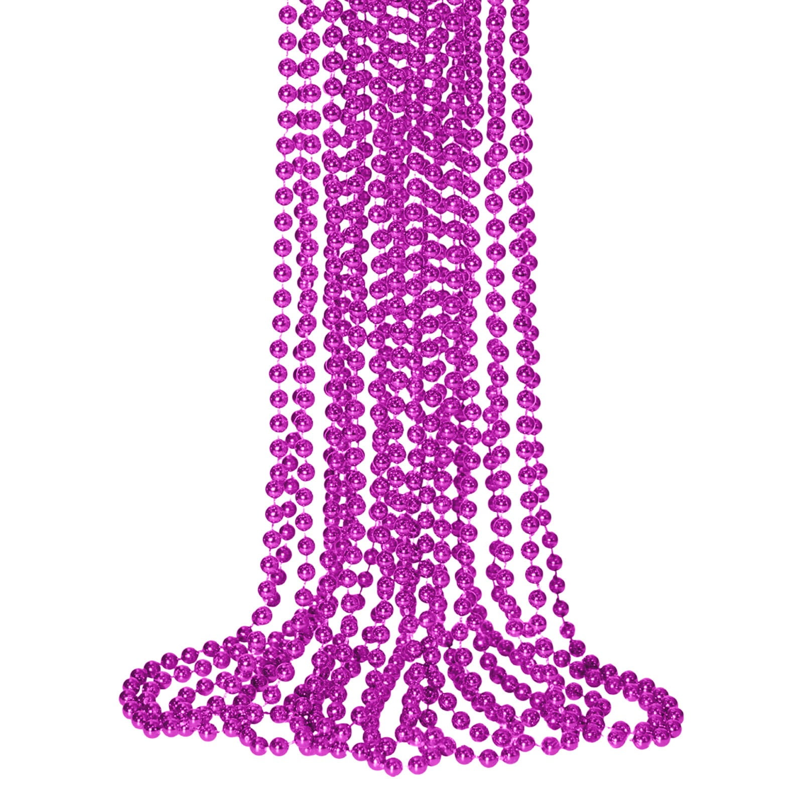 144 Pcs Mardi Gras Beads Bulk - 33 Inch Gold Metallic Carnival Necklaces For Parties