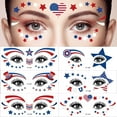 thumbnail image 1 of 10 Pcs Patriotic Face Stickers, Festive Decor Stickers for Party Activities 4th of July Independence Day, 1 of 7