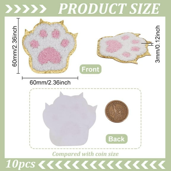 10 Pcs Paw Print Patches 2.3x2.3inches Pink Self-Adhesive Paw Print Patch Cute Animal Paw Print Decal Patch with Gold Frame Paw Print Decorative Patches Applique for Clothes Dress Hat