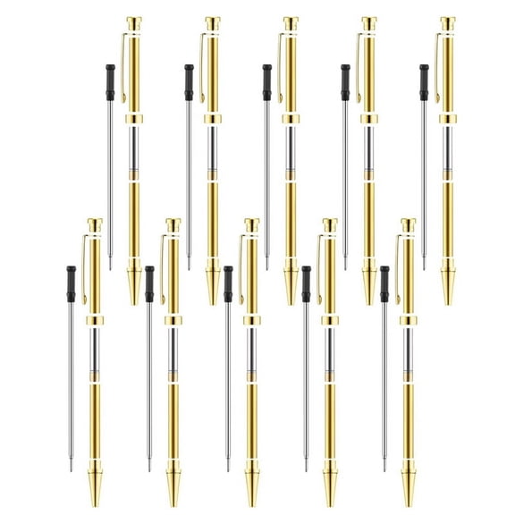 10 Pcs Pen Kits for Wood Turning 7mm Slimline Pen Twist Kit with Refill Lathe Turning Supplies Gold,10 * pen turning tools Kits(The complete pen is an effect display),Gold