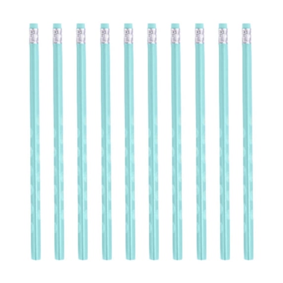 10 Pcs Pencils with Eraser,Cute Wood-Cased Graphite Pencils,Writing Pencil Wood Pencils,7.36 inch Wood-Cased Pencils,Cute Pencils with Top Erasers for Writing, Drawing and Sketching,(Green,7.36 in)