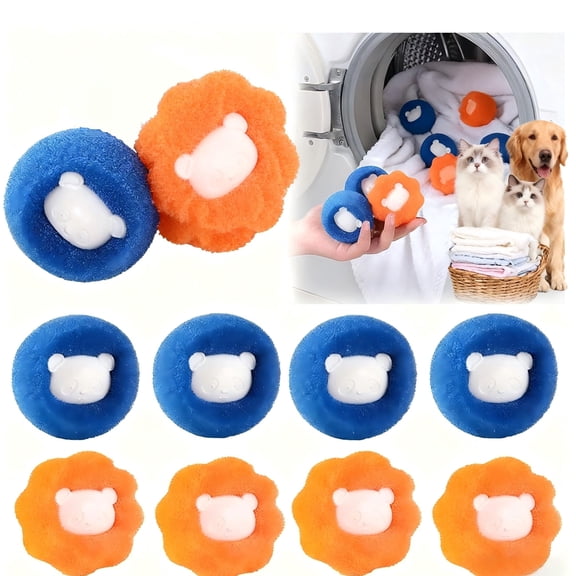 10 Pcs Washing Machine Lint Balls, Hair Remover for Laundry, Reusable Laundry Balls for Dryer for Pet Hair(Orange & Blue)