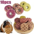 thumbnail image 1 of 10 Pcs Pet Rabbit Donut Grass Cake Teeth Grinding Snacks Chew Toy for Hamsters Chinchilla Guinea Pig, 1 of 8