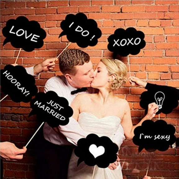 10 Pcs Photo Booth Props Kit Biotite Dialog Blackboard for party wedding fun