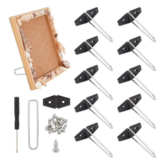 10 Pcs Photo Frame Back Stands with 2 Pcs Screwdrivers Iron/Plastic Easel Brackets Photo Frame Back Supports Picture Frame Backs with ScrewsDIY
