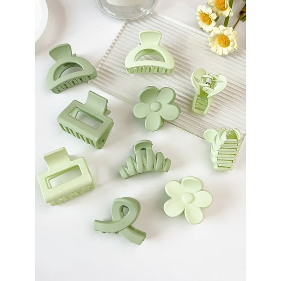 10 Pcs Pink Small Claw Clips Set,Matte Tiny Flower Jaw Clips for Women Girls,5 Style Nonslip for Thin Medium Fine Hair