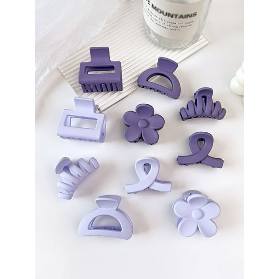 10 Pcs Pink Small Claw Clips Set,Matte Tiny Flower Jaw Clips for Women Girls,5 Style Nonslip for Thin Medium Fine Hair