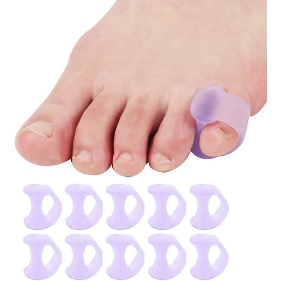 10 Pcs Pinky Toe Splint, Gel Toe Separators, Little Toe Straightener Hammer Toe for Men Women Walking, Running, Overlapping, Bunion Corrector and Bunion Relief (Purple)