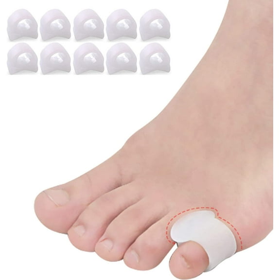 10 Pcs Pinky Toe Splint, Gel Toe Separators, Little Toe Straightener Hammer Toe for Men Women Walking, Running, Overlapping, Bunion Corrector and Bunion Relief (White)