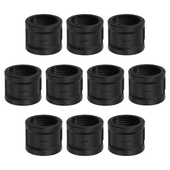 10 Pcs Pipe Fitting Coupling, 1" Internal Thread Coupling Pipe Joint Malleable Iron Plumbing Fittings for Industrial Shelving Decor Furniture DIY Projects