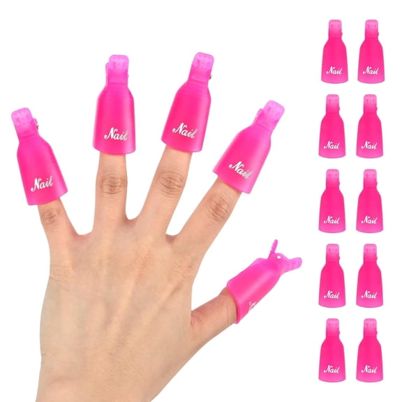 10 Pcs Plastic Acrylic Nail Art Soak Off Cap Clip UV Gel Polish Remover Wrap Tool Gel Nail Polish Remover Clips for Fingernail Removal Soak Off Clips Wrap Cleaner Cap Clip(Pink)