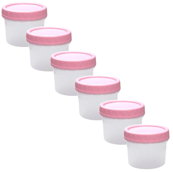 10 Pcs Plastic Container with Twist Top Lid Small Plastic Container with Lid Reusable Food Storage Container for Meal Prep, Snack Portioning, Salad Dressings, Sauces, Pink Lid 200ml
