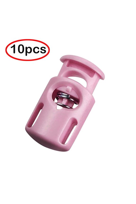 10 Pcs Plastic Cord Locks,Single Hole Spring Toggle Stopper,Cord Stops Fastener Toggles,for Sweatpants Hat Hoodie String Clip Elastic Shoeslace Lock Swim Goggles Replacement Accessories,Pink