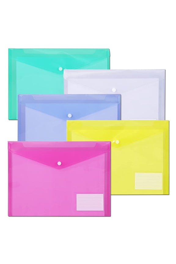 10 Pcs Plastic Envelopes, Plastic File Folders with Label Pockets Clear Document Envelopes Plastic Folders for Documents for Office Supplies, 13.25" x 9.25"
