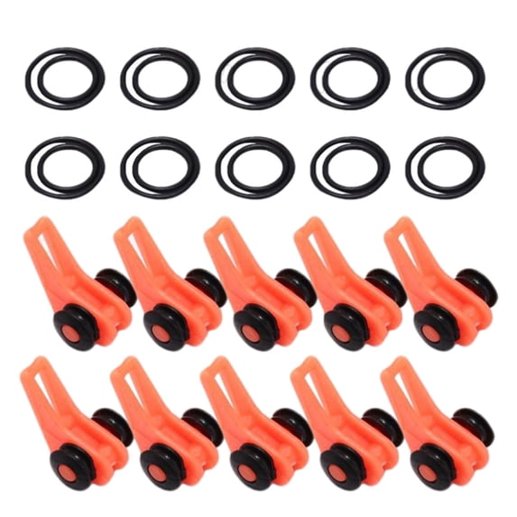 10 Pcs Plastic Fishing Rod Hook Keeper, Fishing Hook Holder with 20 Elastic Rubber Rings, Adjustable Spring Lure Bait Holders, Small Fishing Tools for Quick Installation on Most Fishing Rods