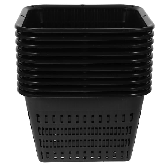 10 Pcs Plastic Flower Pot Nursery Planter Net Cup Pots Hydroponic Black