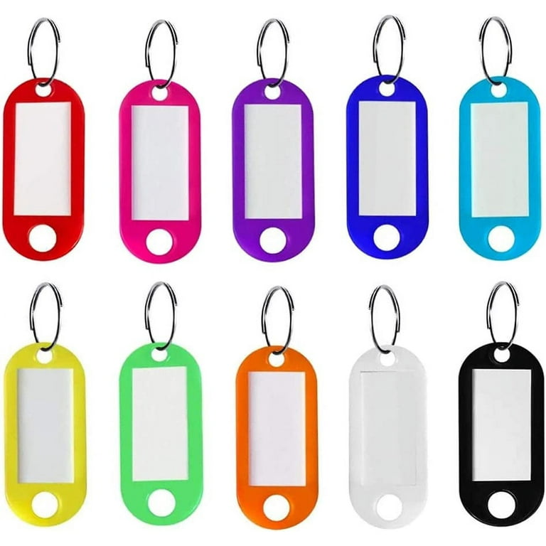 10PCS Key Tags with Labels and Split Rings,Sturdy & Durable Plastic Key  Fobs,Keychain ID Name Tags,Keychains with Tag for  Hotel,Office,School,Luggage,Pets Identification(10 Colors) 