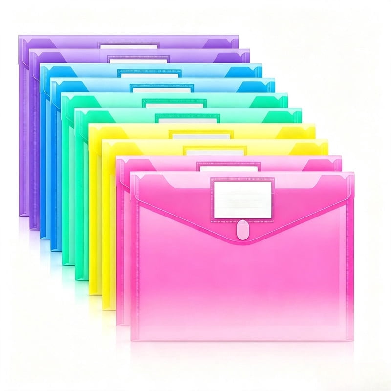 10 Pcs Plastic Poly Envelopes, Clear Folders, US Letter & A4 Size with ...
