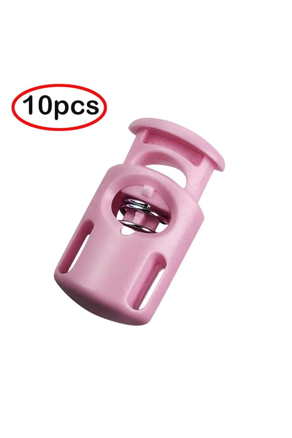 10 Pcs Plastic Spring Cord Locks,Press-Type Stopper Clasp,Single Hole Elastic Cord Adjuster, Spring Toggle Stopper Fastener for Drawstrings, Paracord, Bags, Shoelaces, Clothing, Tent(Pink)