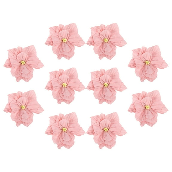 10 Pcs Pleated Decorative Paper Crepe Paper Flowers 25.00X25.00X6.00CM Pink