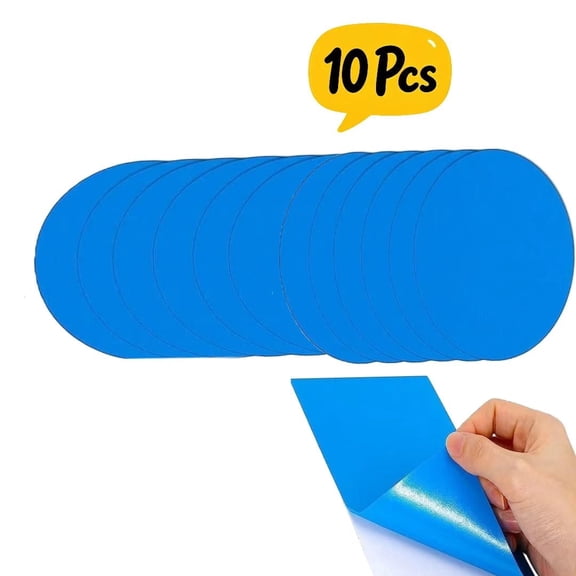 10 Pcs Self-Adhesive Waterproof Vinyl Repair Patches, Pool Liner Fix Tape for Inflatable Pools, Floats & Bounce Houses(Blue,Round 2.9" Dia)