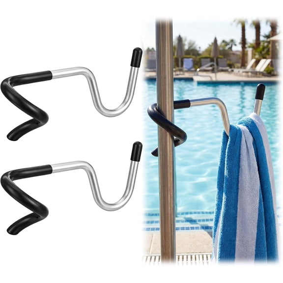 10 Pcs Pool Towel Hooks for Fence Rust Resistant Fence Hooks with Plastic Coating Stainless Steel Towel Hook Universal Poolside Hook Fits Pool Fences for Hanging Towels Robes Swimsuits Bags