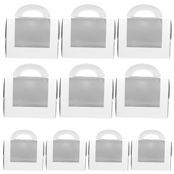 TABLZONE Clear Cake Boxes 10pcs Portable Square Paperboard Boxes with Window for Baked Goods Packaging