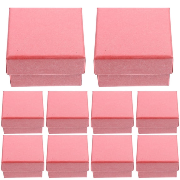 KHBUAB Small Pink Jewelry Case for Earrings and Rings with Lid Design 10Pcs