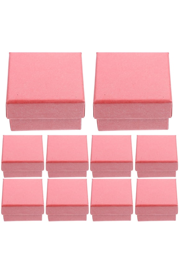 Small Pink Jewelry Case for Earrings and Rings with Lid Design 10Pcs