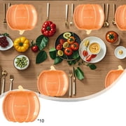 10 Pcs Pumpkin Paper Plates Fall Thanksgiving Disposable Dinner Plates 7 Inch Harvest Dinnerware for Autumn All Saints' Day Holiday Catering Events Dinner Dessert Party Supplies