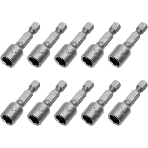 10 Pcs Quick-Change Power Nut Driver Set 5/16" (8mm) Hex Shank Magnetic Power Nut Setter Driver Bits