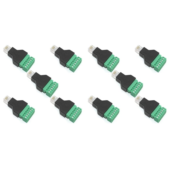 10 Pcs RJ12 Male to 6 Pins Screw Terminal Block Adapter for Cat3 Handset Cable Extension, RJ12 6P6C Modular Connectors