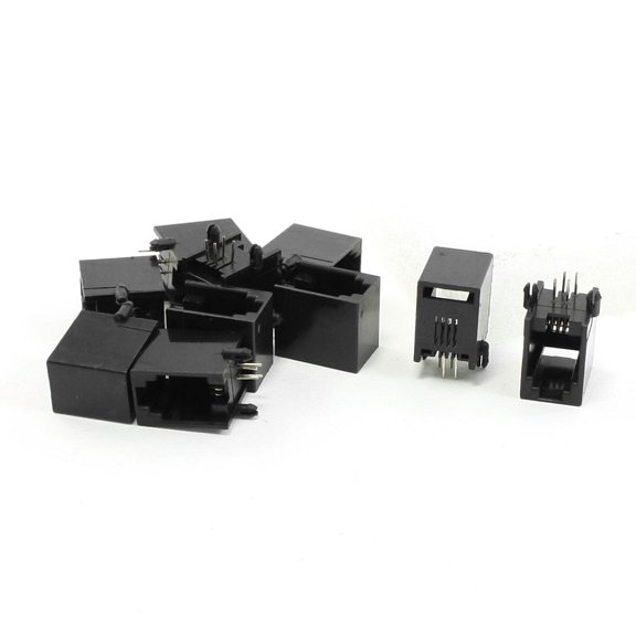 10 Pcs RJ9 RJ10 RJ22 4P4C Handset Coiled Cord Sockets Jacks 13 x 9.5 x 14mm