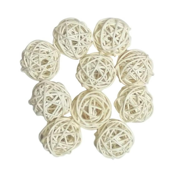 10 Pcs Rattan Wicker Balls Vase Fillers For Wedding Party Christmas Decoration, white