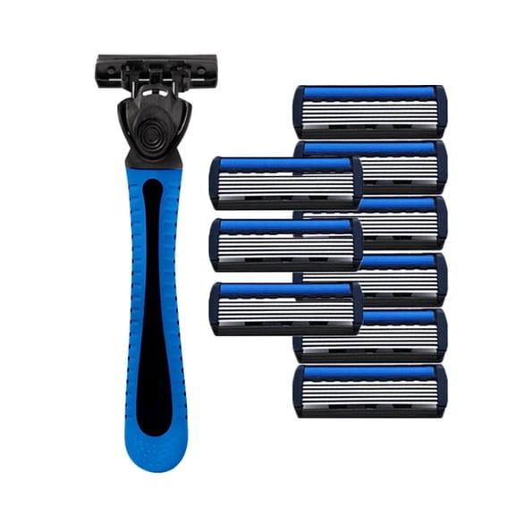 10 Pcs Razor Set for Men Dual Lubrication Precision Trimmer-blue-