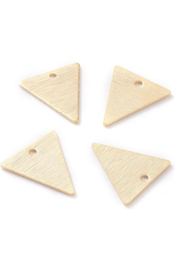 10 Pcs Real 24K Gold Plated Brass Triangle Charms Triangle Pendants Jewel Real 24K Gold Plated Pendants for Women DIY Necklace Bracelet Earring Jewelry Craft Making 13x12x0.5mm Hole: 1.2mm