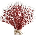 thumbnail image 1 of 10 Pcs Red Artificial Glitter Berry Stems Christmas Decorations, 20 Inch Christmas Picks Decorative Bead Sticks Glittery Twigs Branches Ornaments for Christmas Tree Vase, 1 of 7
