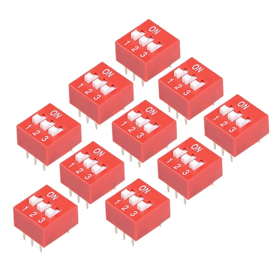 10 Pcs Red DIP Switch 1 2 3 Positions 2.54mm Pitch for Circuit PCB