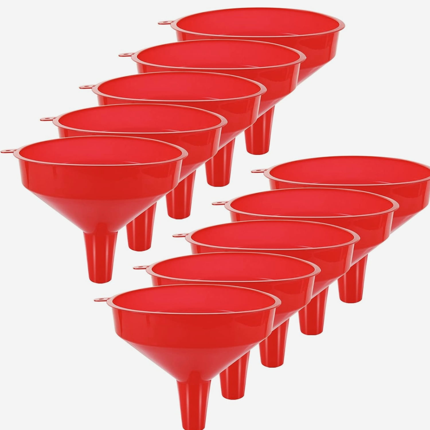 Poly Funnels 10 Pcs Red Plastic Funnel Set with Wide Mouth Fuel Funnels 6.3 in, Red ...