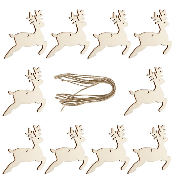 10 Pcs Reindeer Shape Wooden Ornaments Hanging Crafts DIY Christmas Decor