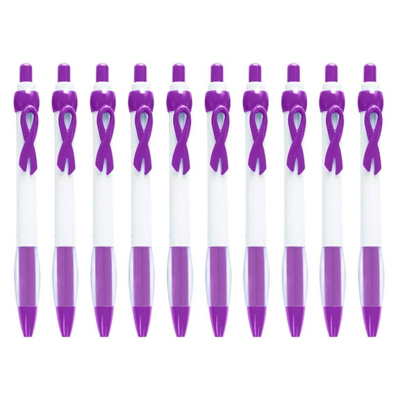 10 Pcs Retractable Ballpoint Pens,Assorted Colors Ribbon Retractable Gel Roller Pen Cancer Awareness Ribbon Pen Point Cancer Pens Plastic Gel Ballpoint Pens Smooth Writing Point Pens
