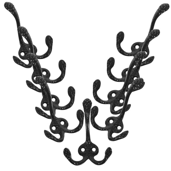 10 Pcs Retro Iron Hook Metal Hooks Coat Wall Mounted Clothes Hanger Heavy Duty Rack Decor Clothing for Towels Walls
