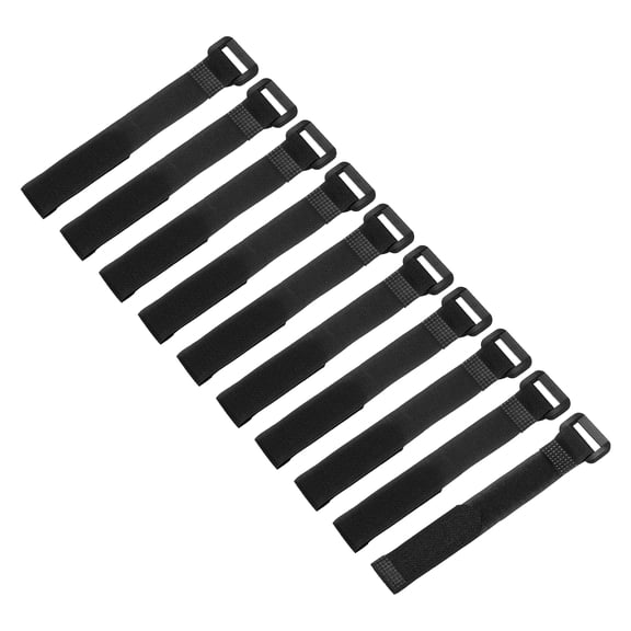 10 Pcs Reusable Battery Tie Down Straps, 0.6" x 8" Nylon Multipurpose Battery Hold Down Adjustable Cinch Strap Hook Loop Fastening Tie for Quadcopters FPV RC Drone Boat Car, Black