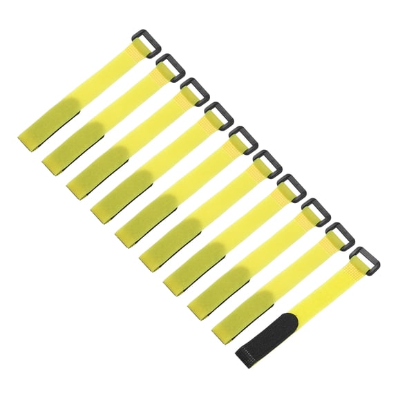 10 Pcs Reusable Battery Tie Down Straps, 0.8" x 8" Nylon Multipurpose Battery Hold Down Adjustable Cinch Strap Hook Loop Fastening Tie for Quadcopters FPV RC Drone Boat Car, Yellow