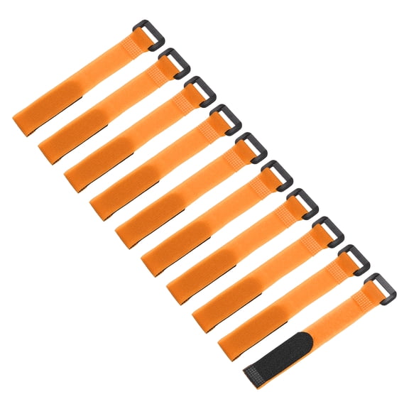 10 Pcs Reusable Battery Tie Down Straps, 0.8" x 8" Nylon Multipurpose Battery Hold Down Adjustable Cinch Strap Hook Loop Fastening Tie for Quadcopters FPV RC Drone Boat Car, Orange