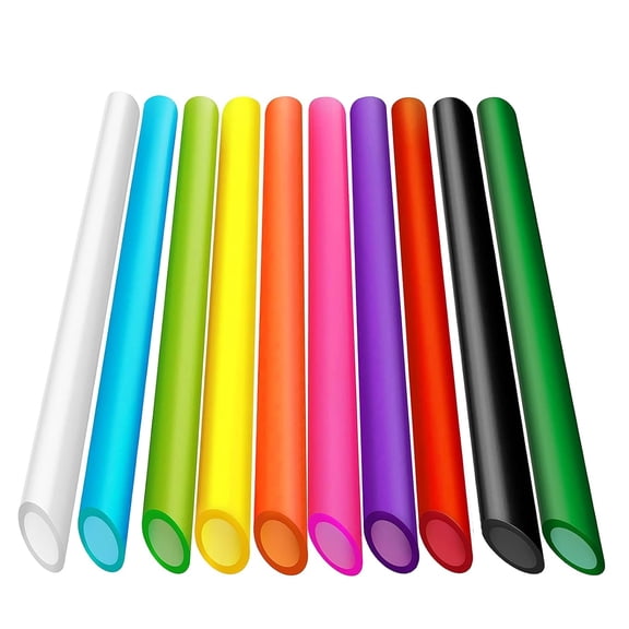 10 Pcs Reusable Boba Straws & Smoothie Straws - Multi Colors Jumbo Wide Reusable Straw, BPA FREE Food-Grade Plastic Straw for Bubble Tea